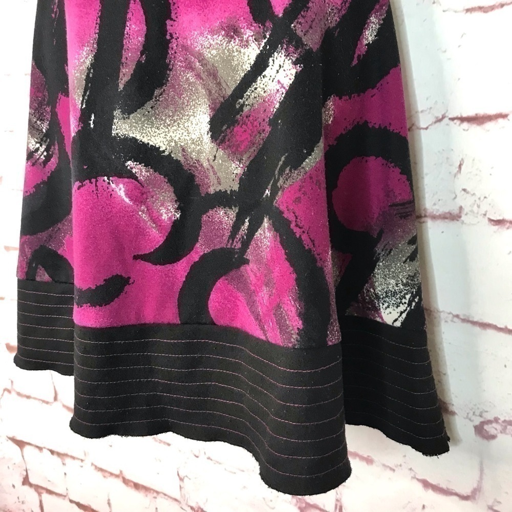 MY MICHELLE Circle Skirt Magenta Black Grey White Back Zipper Size 5/6 Medium - Picture 8 of 10